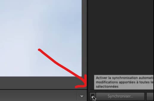 le bouton synchroniser dans Lightroom