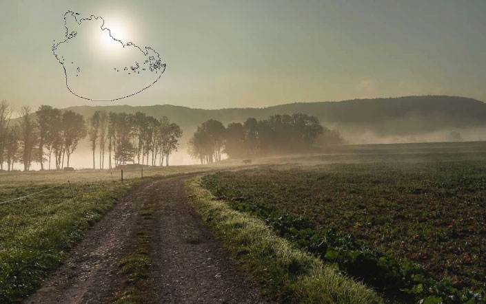 Application d'une brosse de type nuages sur le soleil