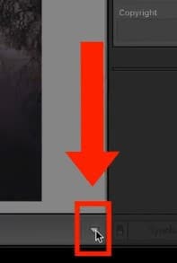 Emplacement du bouton pour ouvrir la barre d'outils dans Lightroom