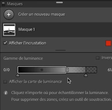 Double curseur pour le masque de luminance