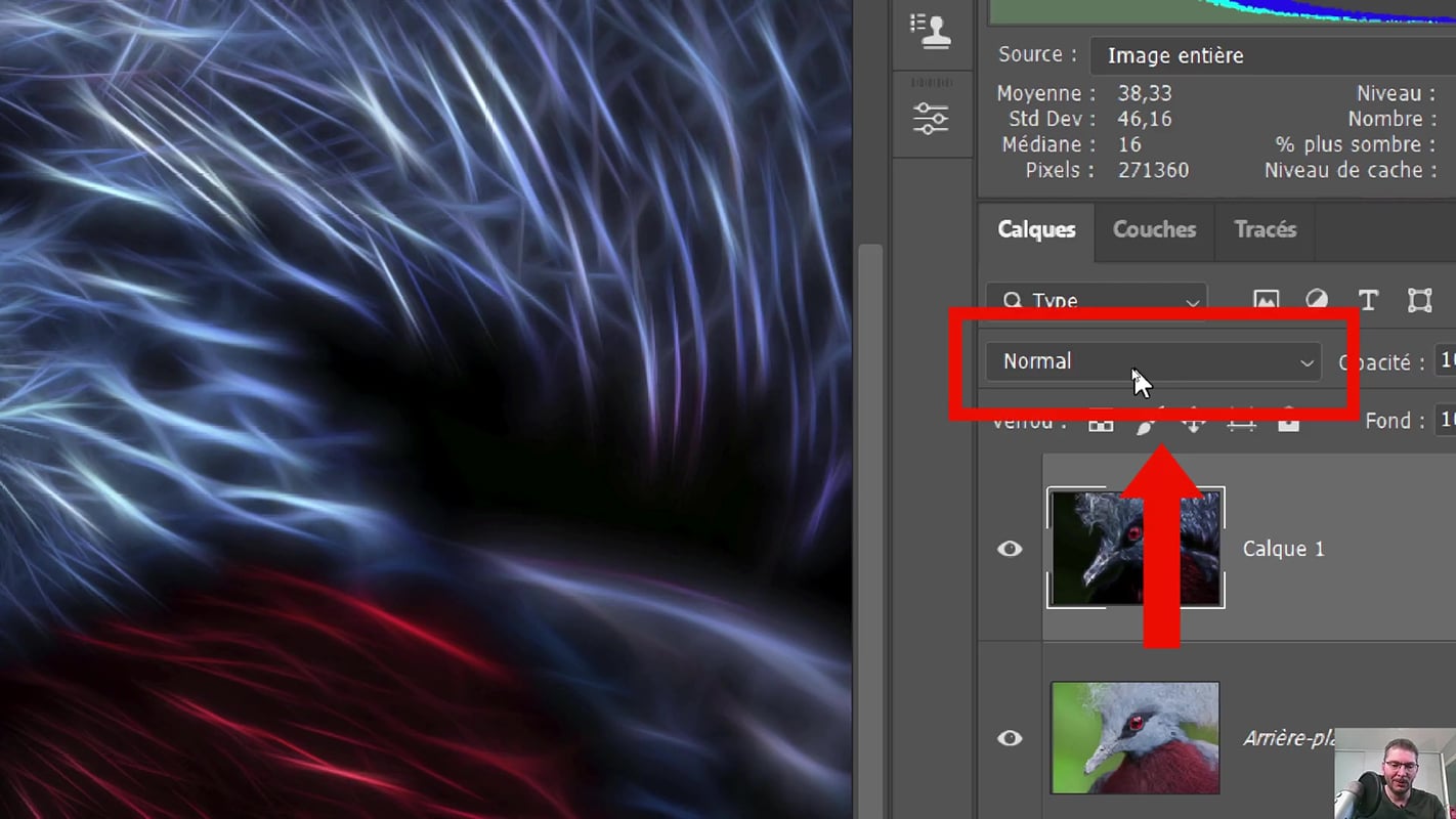 Emplacement des modes de fusion dans Photoshop