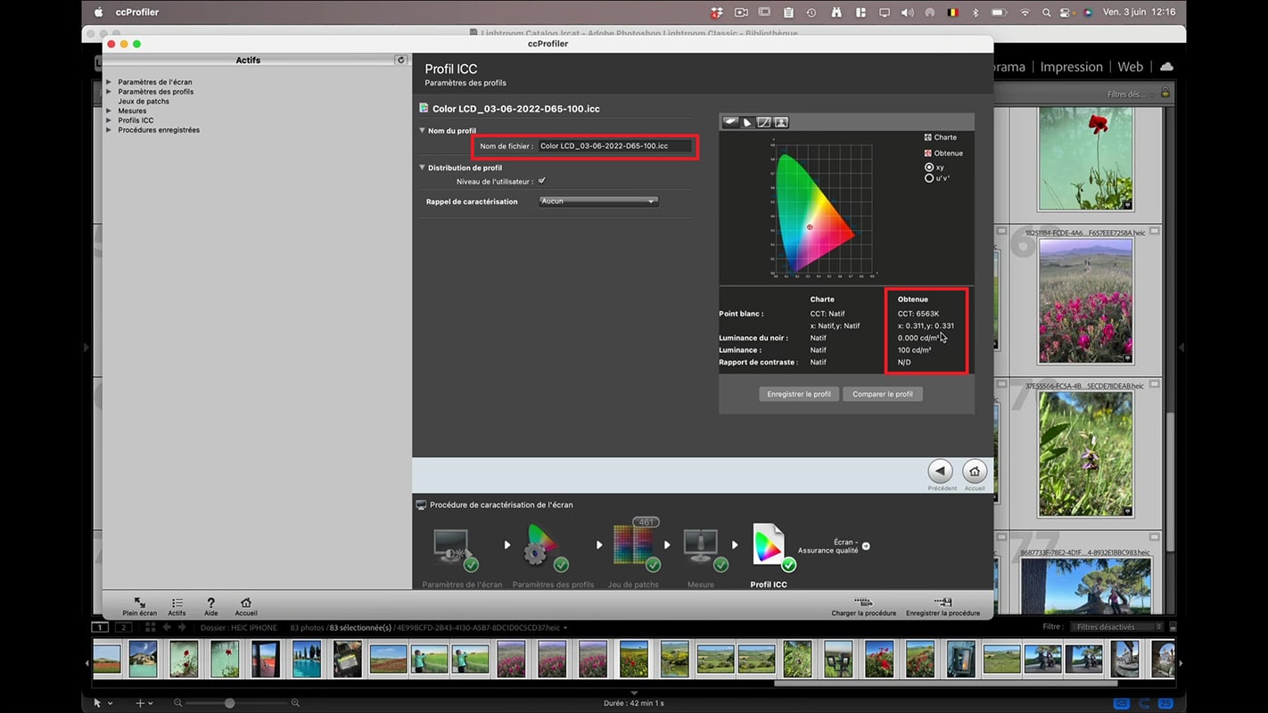 Enregistrer le nouveau profil ICC dans ccProfiler