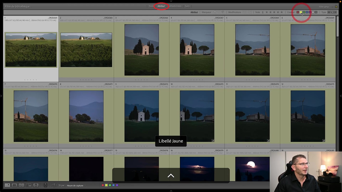 Filtrage par labels de couleur dans Lightroom