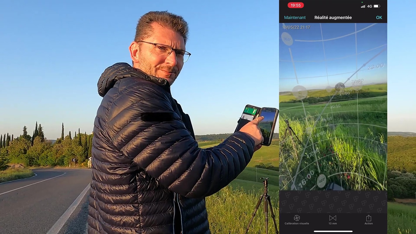 Résultat sur le terrain avec la réalité augmentée de PhotoPills