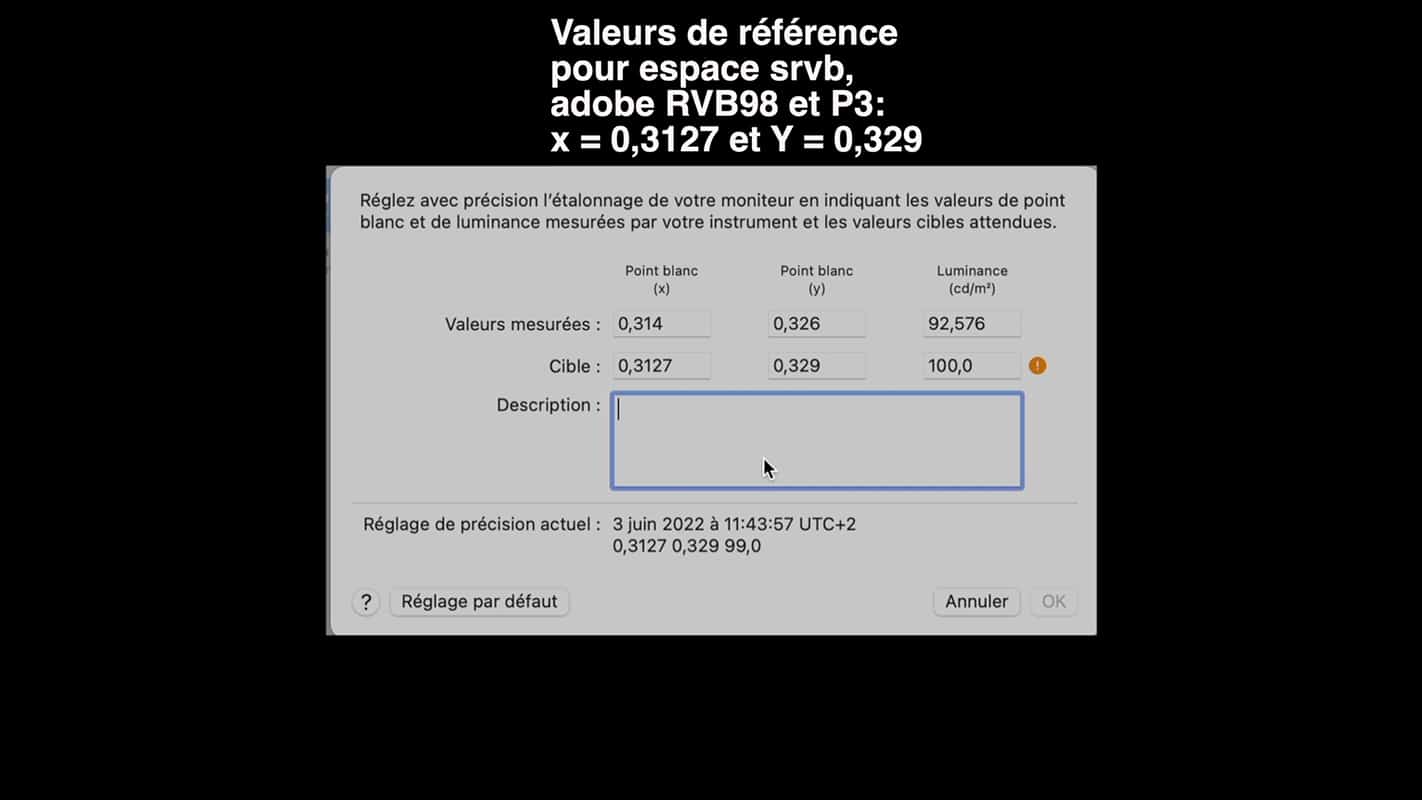 Valeurs de références sRVB, Adobe RVB et P3