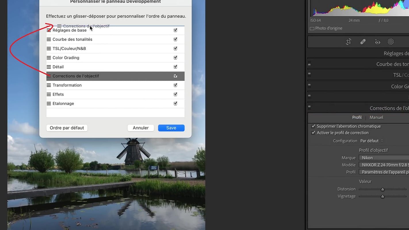 Personnaliser le panneau de Développement dans Lightroom