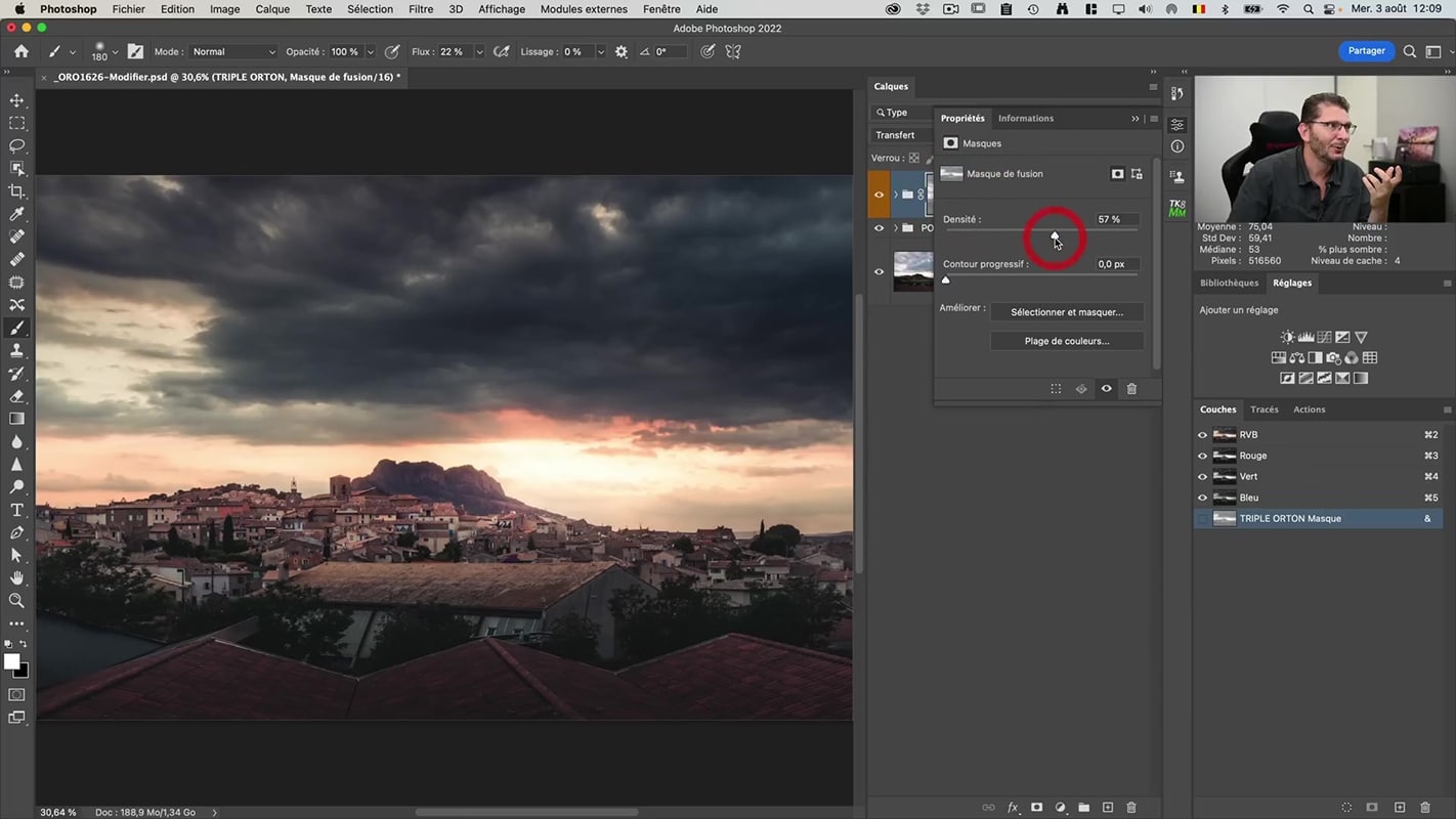 Régler la densité dans les propriétés du masque dans Photoshop