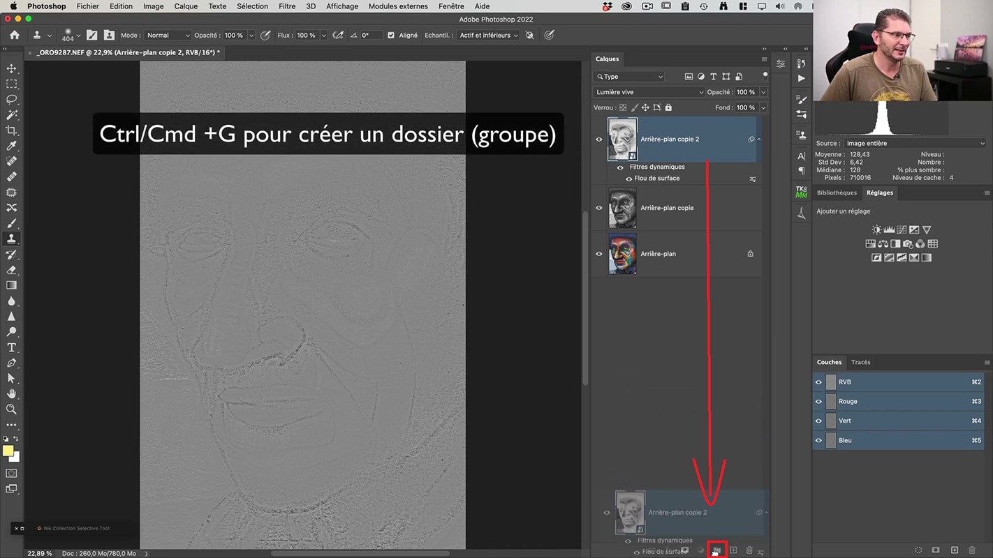 Regroupement de calque dans un dossier dans Photoshop