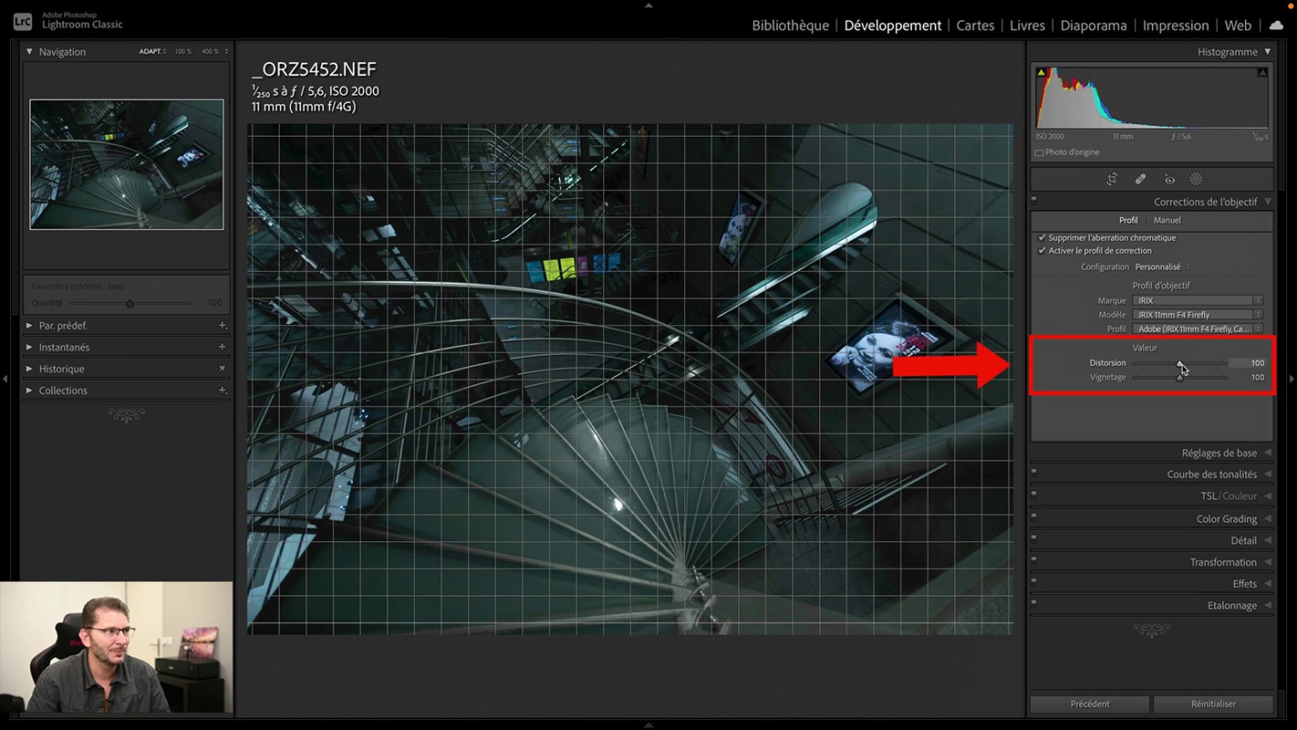 Les curseurs Distorsion et Vignettage dans les profils d'objectifs de Lightroom