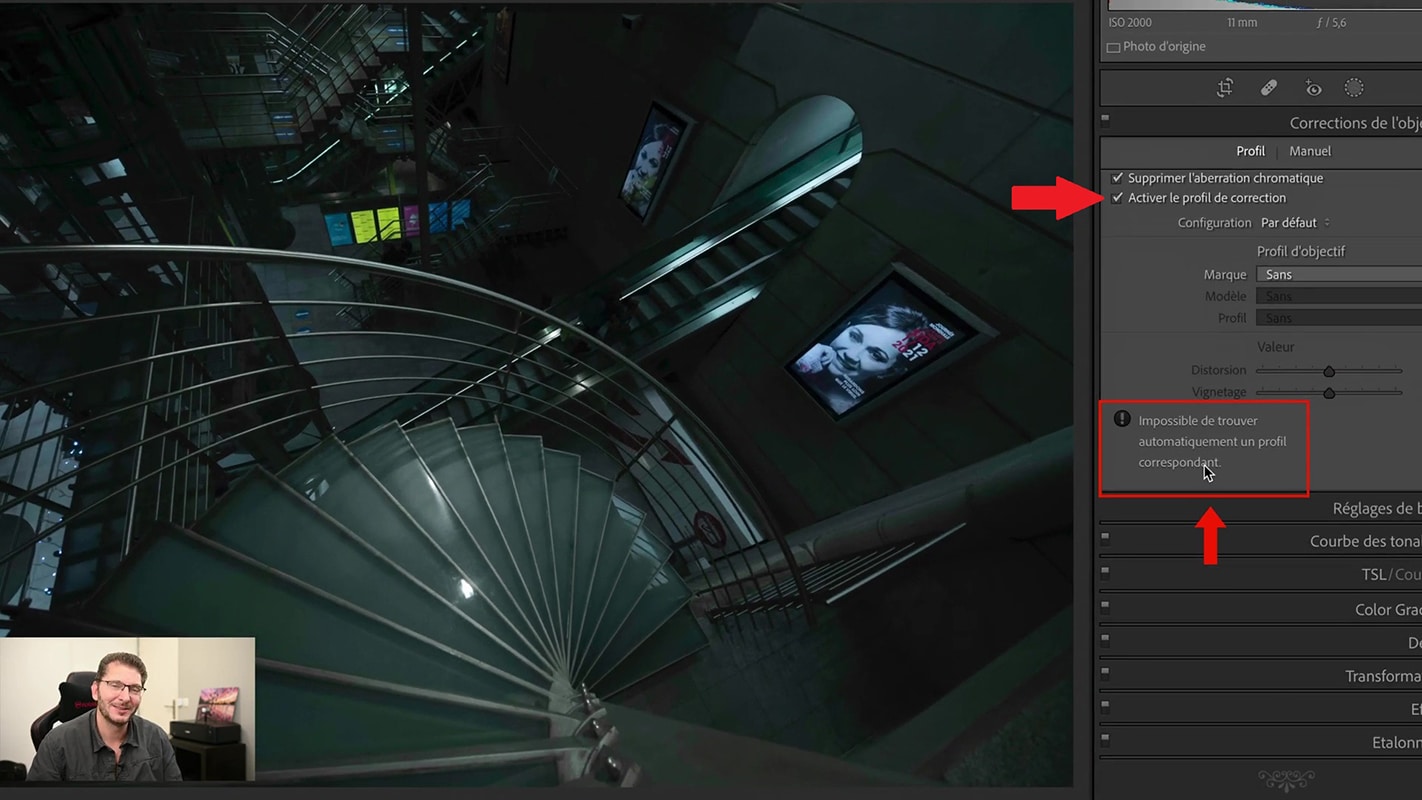 Profil d'objectif introuvable pour Lightroom
