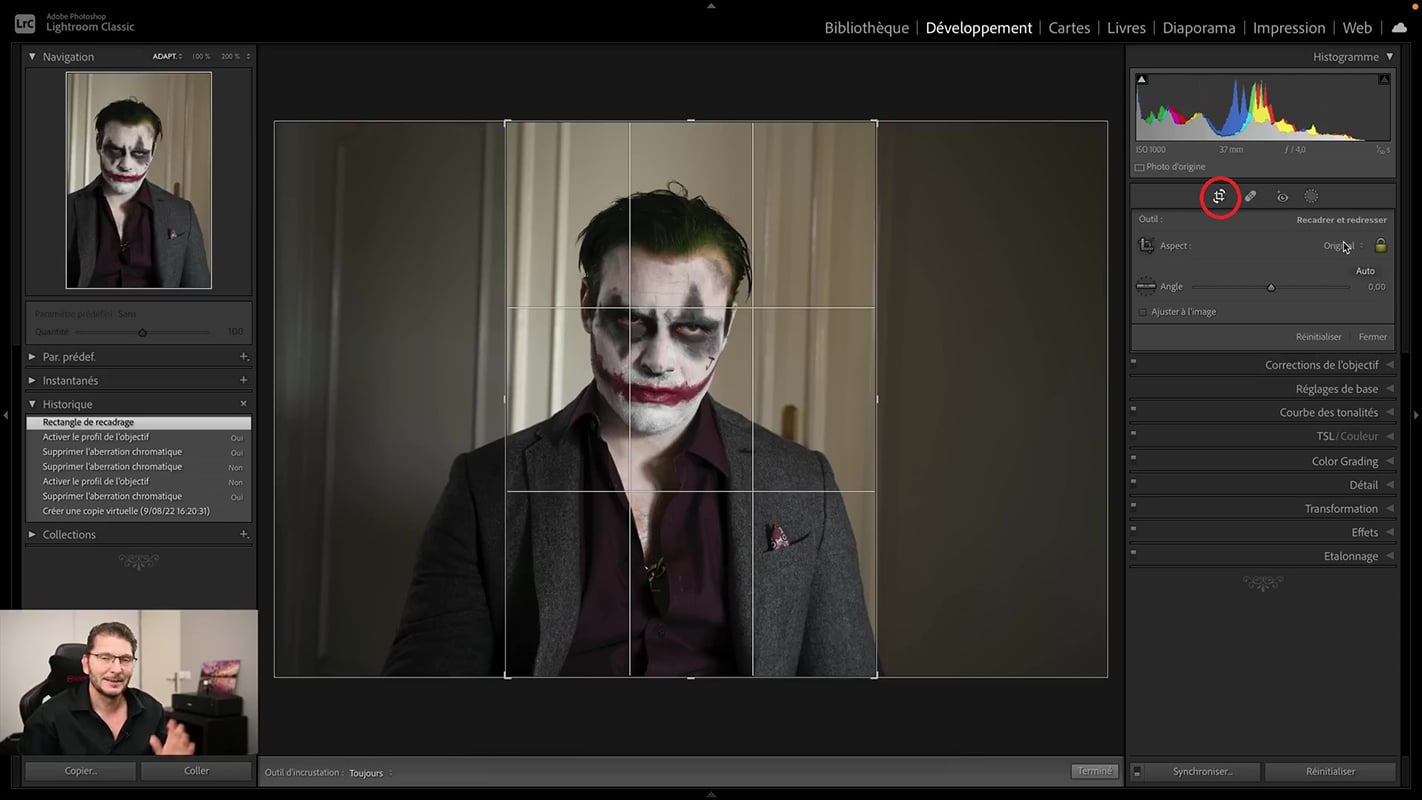 Recadrage en mode portrait pour Lightroom