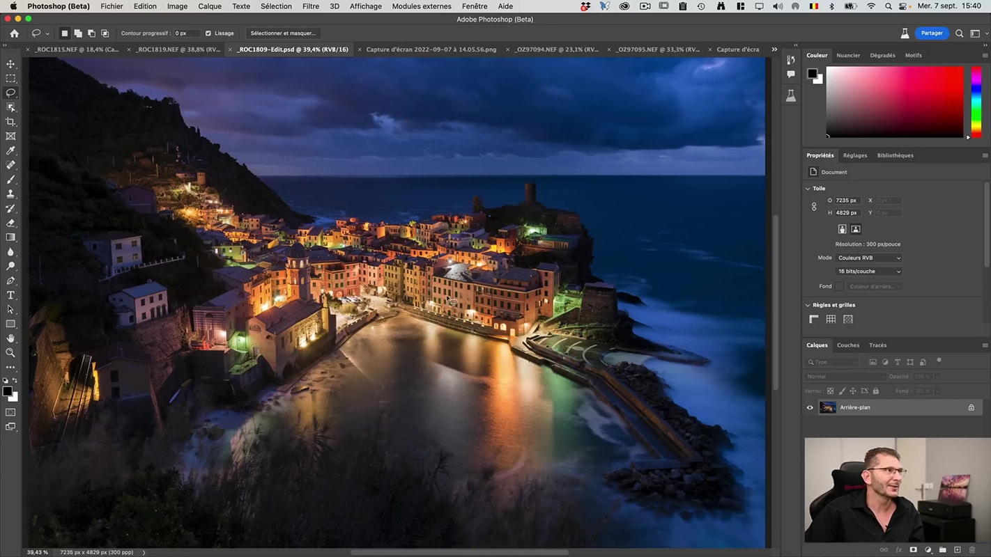 Résultat final de la photo de Vernazza après post-traitement et remplissage de contenu multi-image dans Photoshop.