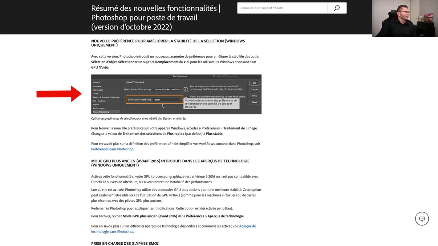 Améliorations pour processeur graphique Windows parmi les nouveautés de la version Beta de Photoshop 2023.