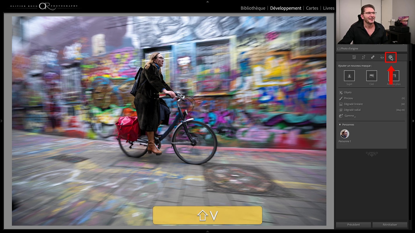 Bouton pour les outils de masquage dans Lightroom 2023.
