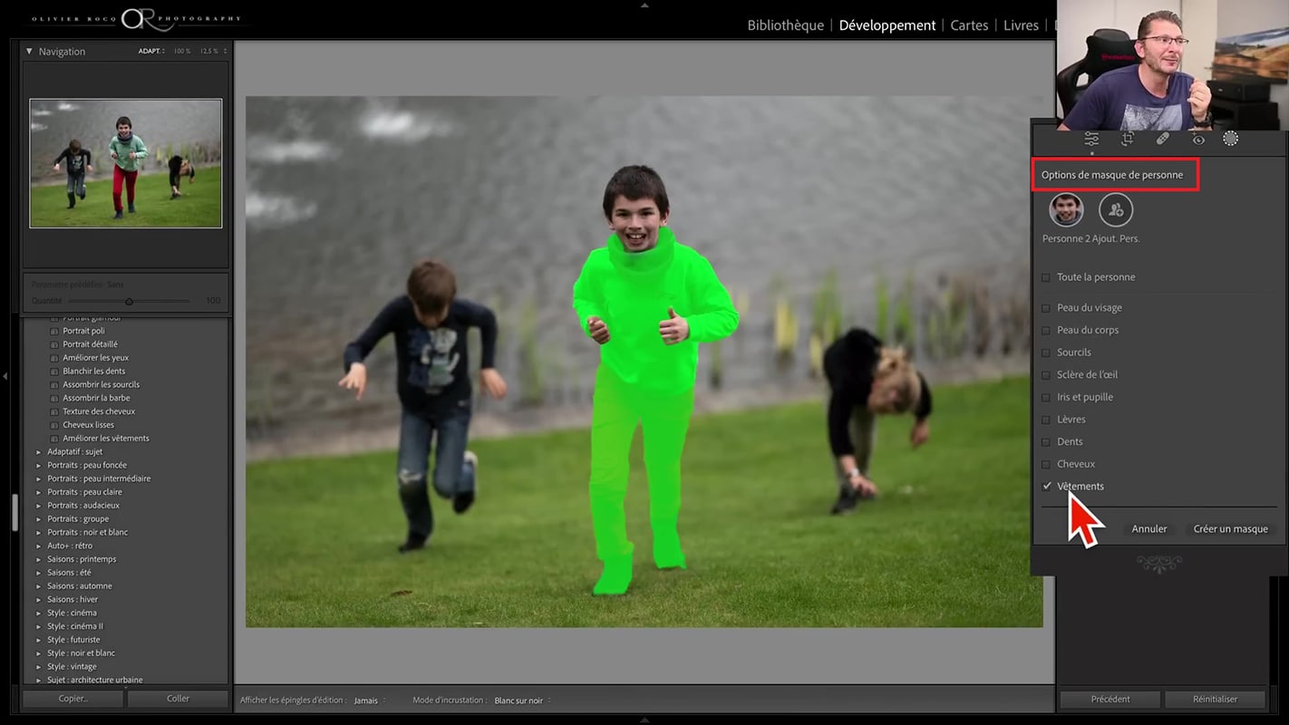 Nouvelle option pour masquer les vêtements d'une personne parmi les nouveautés d'avril de Lightroom 2023.