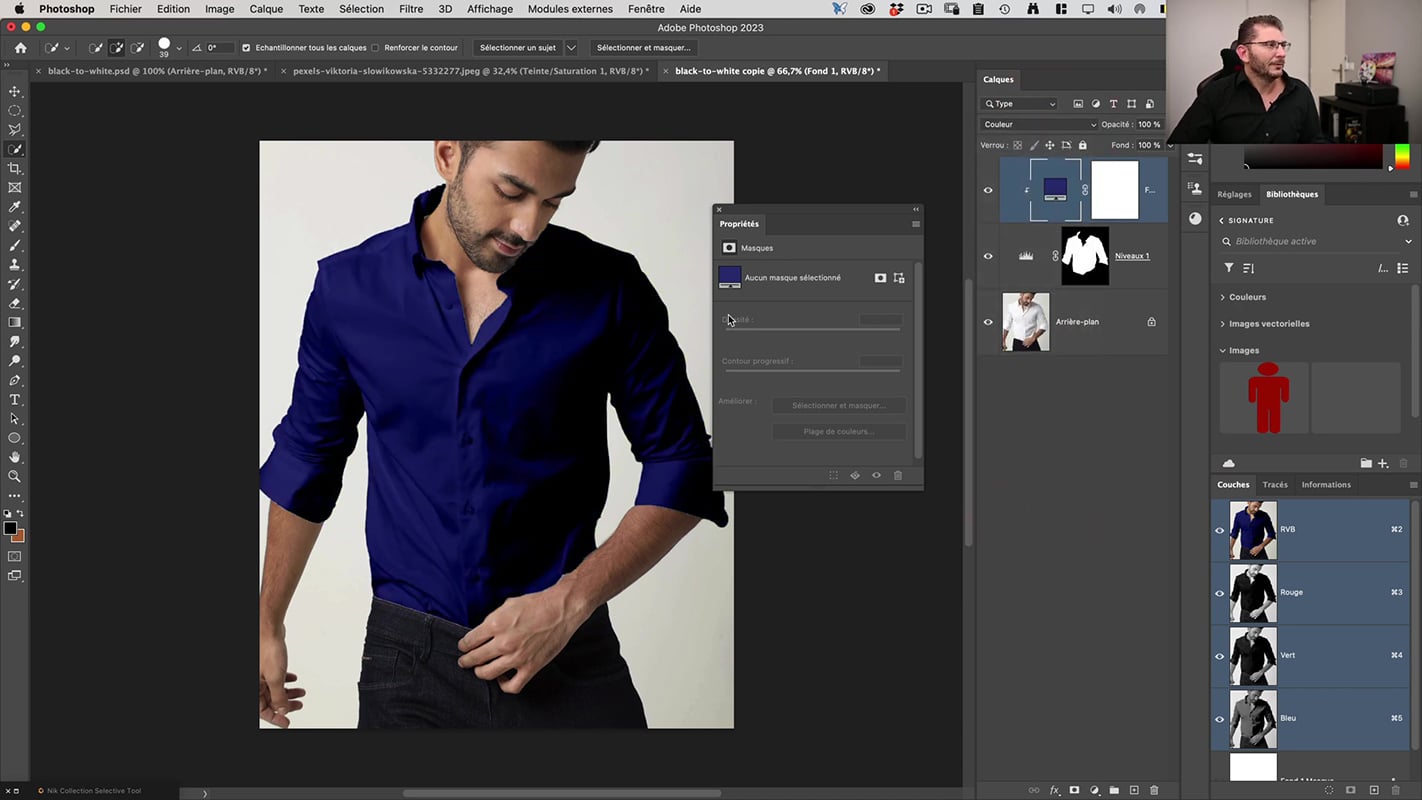 Changement de couleur de la chemise dans Photoshop.