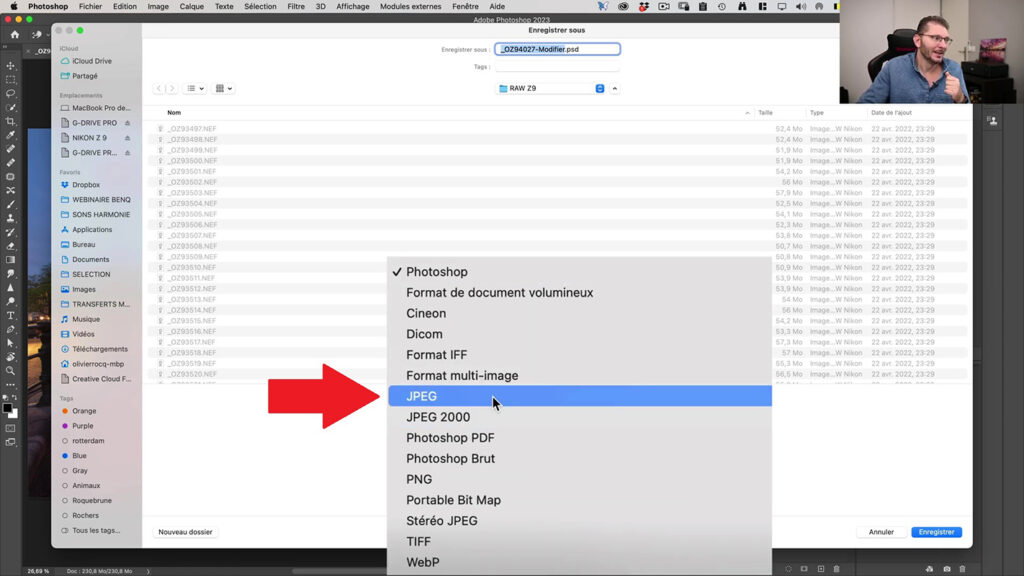 Deux options à activer pour enregistrer en jpeg dans Photoshop