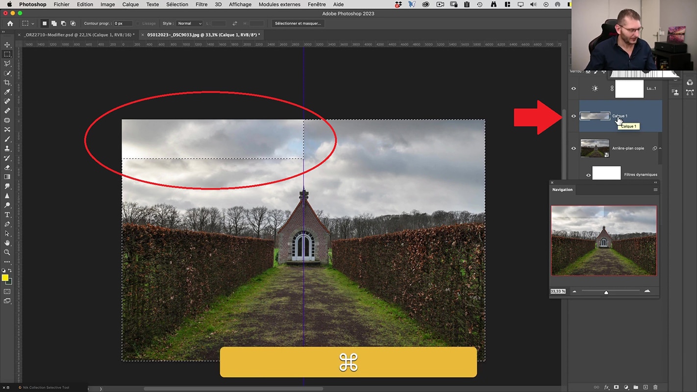 Suppression des pixels inutiles pour la déformation de perspective dans Photoshop.