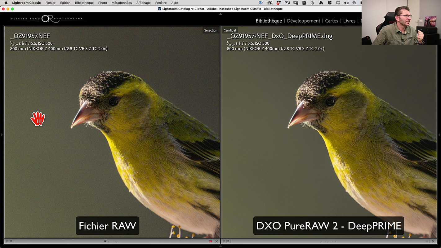 Fichier Raw original vs fichier traité par DXO Pure Raw 2.