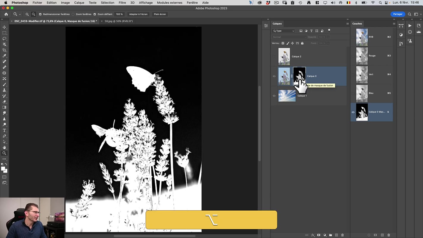 Création du masque de fusion dans Photoshop.