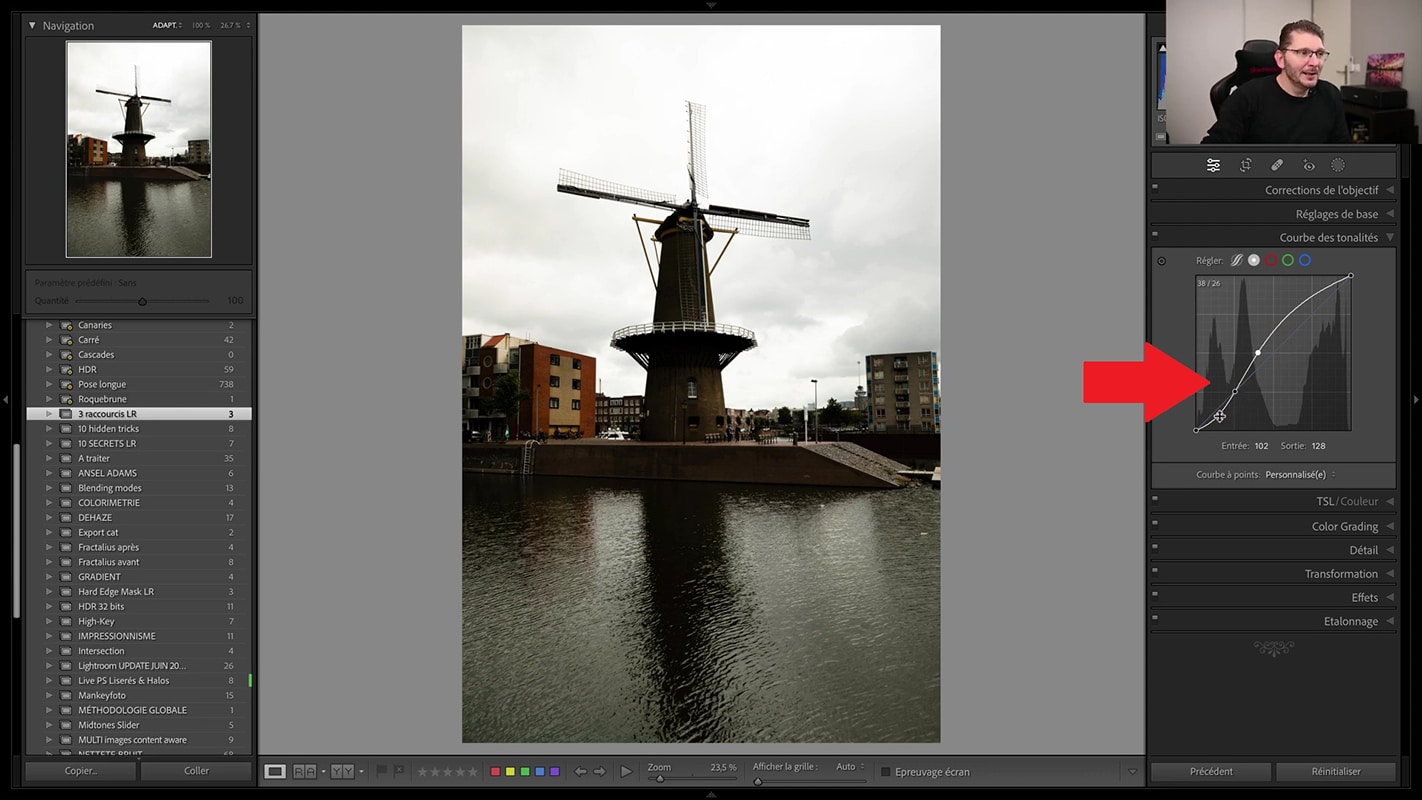 Exemple de Courbe des tonalités à plusieurs points dans Lightroom 2023.