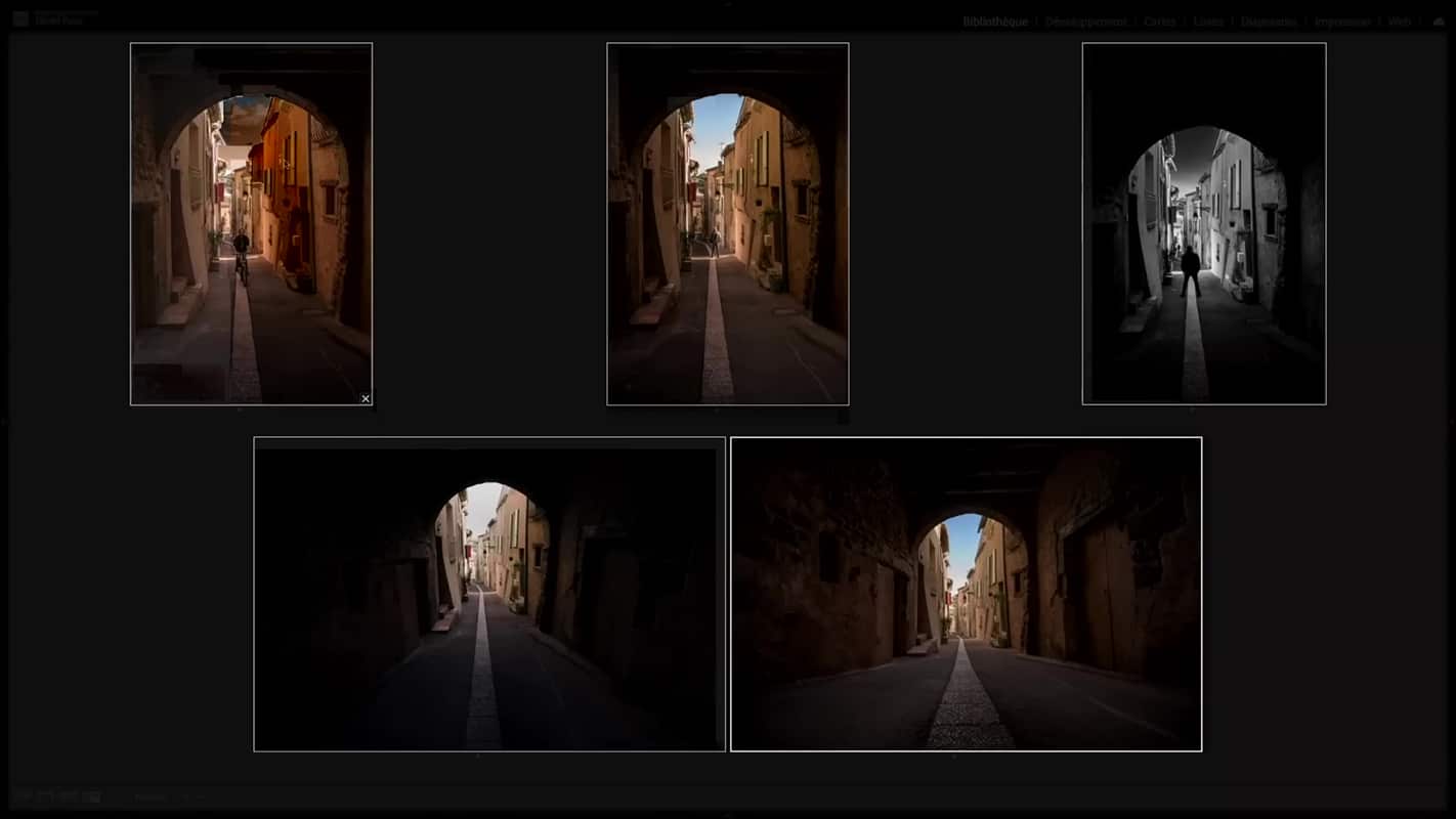 Possibilités pour compositions finales en mode portrait et en mode paysage dans Lightroom.