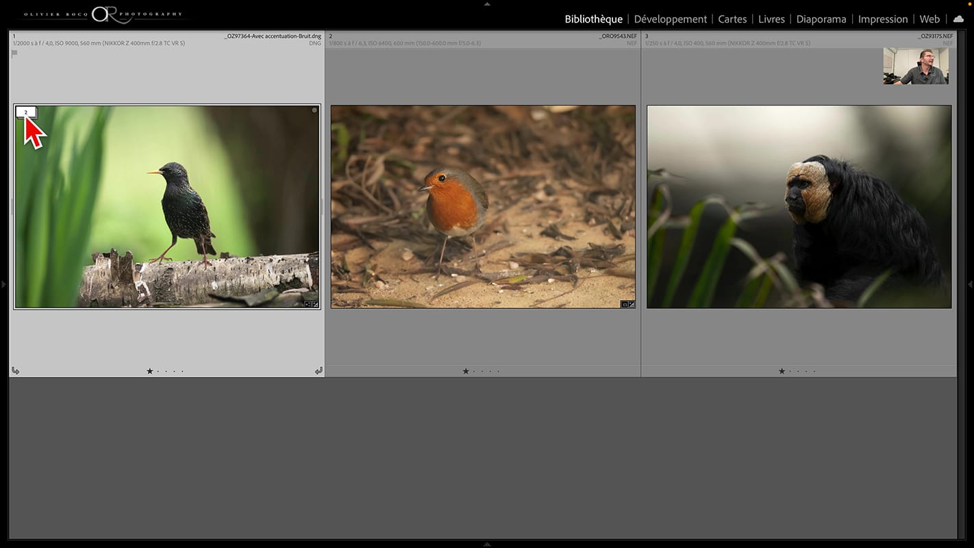 Symbole d'une pile de fichier dans Lightroom.