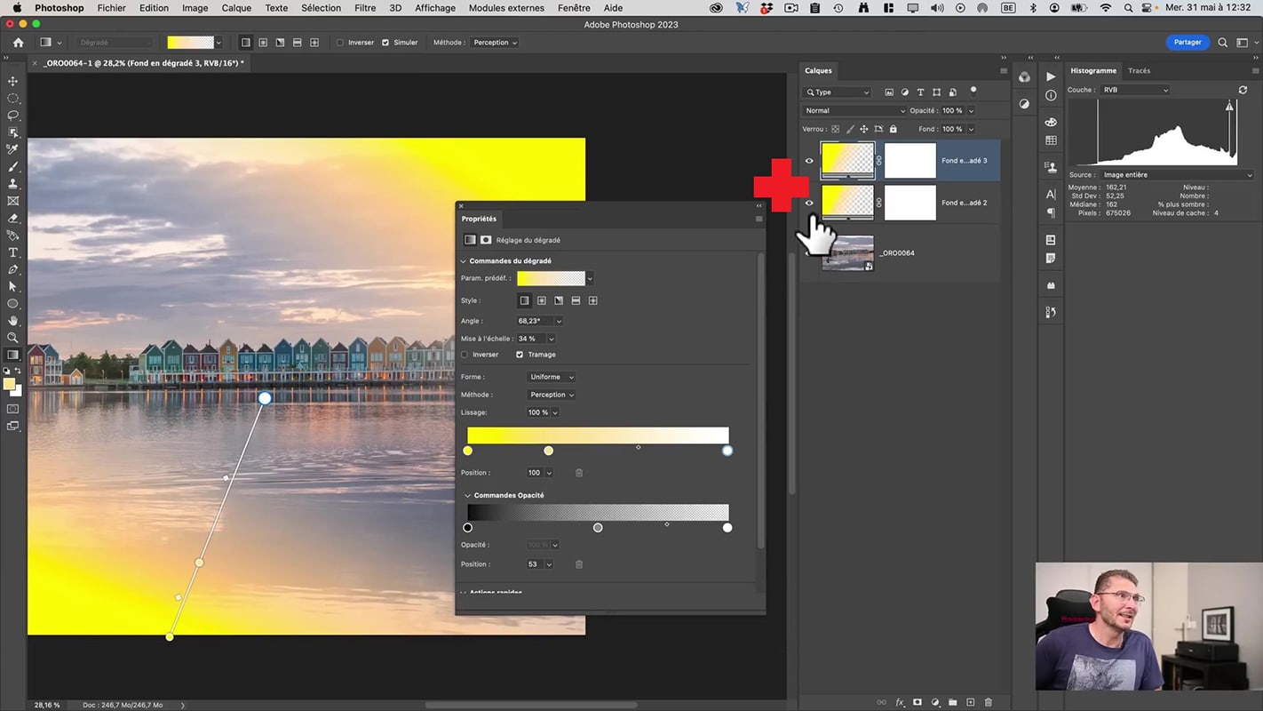 Addition de dégradés avec le nouvel outil de Photoshop.