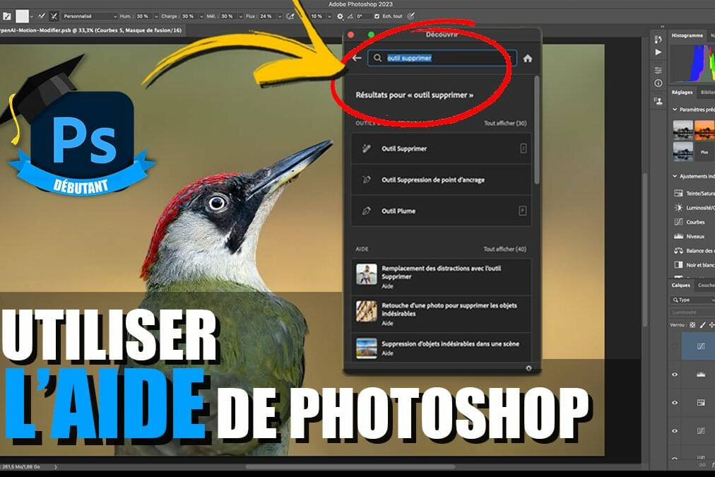 Couverture article L’aide de Photoshop pour localiser facilement un outil ou un filtre.