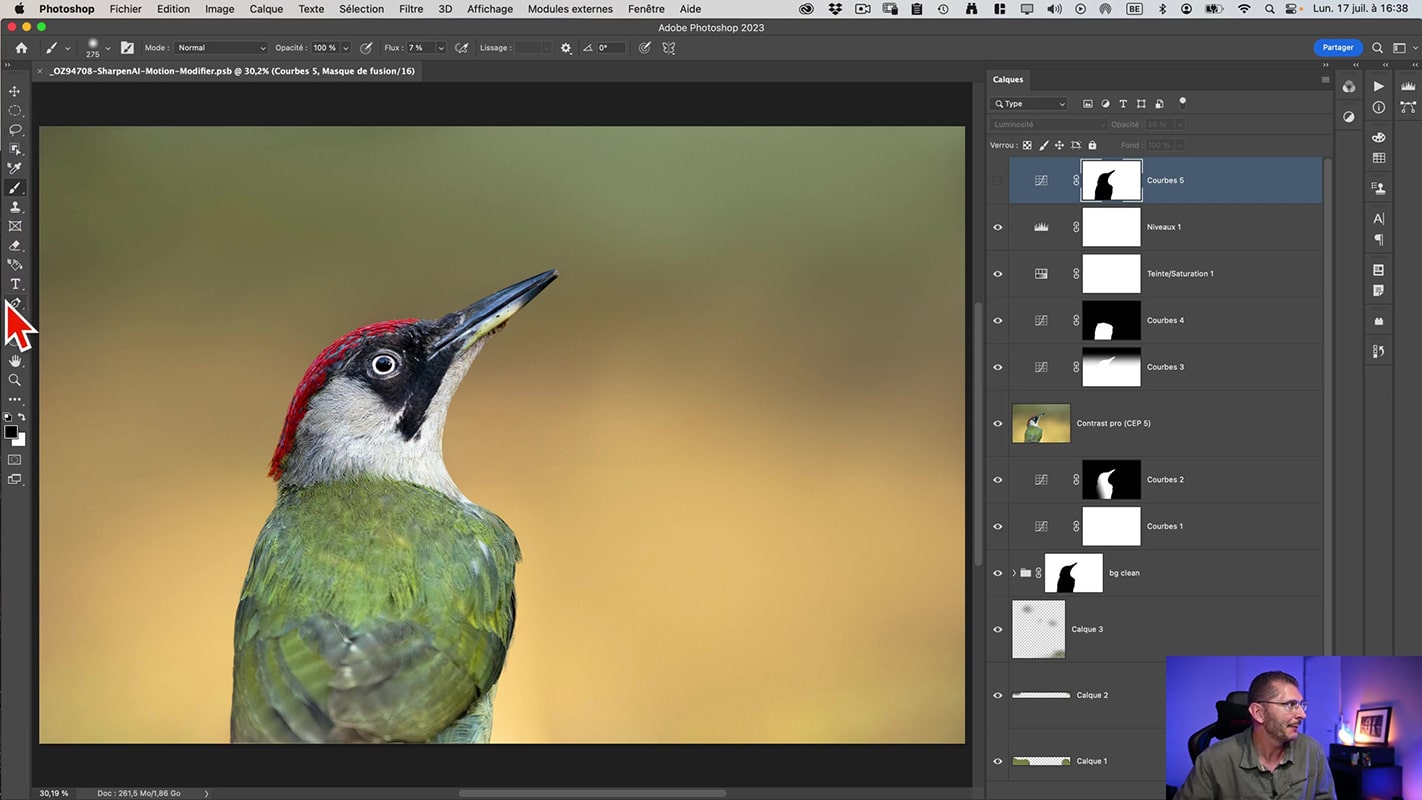 Exemple d'interface de travail dans Photoshop.