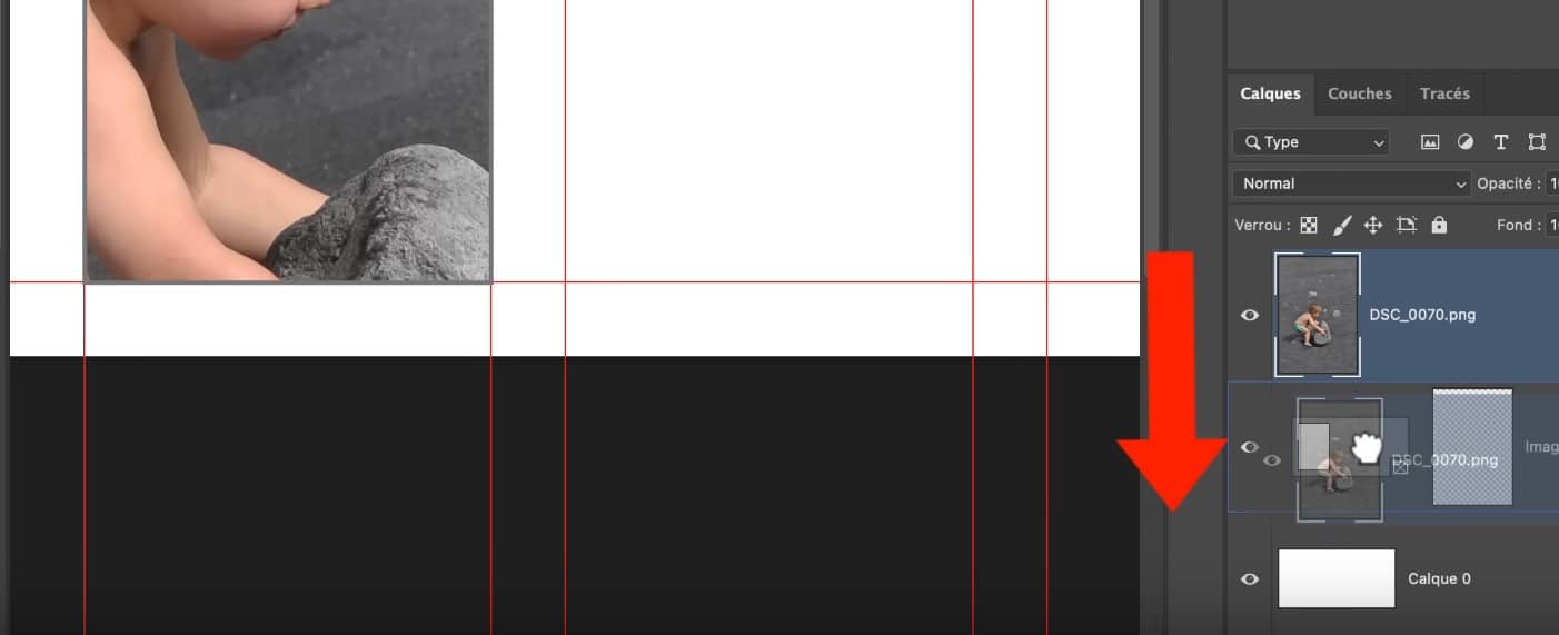 glisser image vers calque image - triptyque avec Photoshop