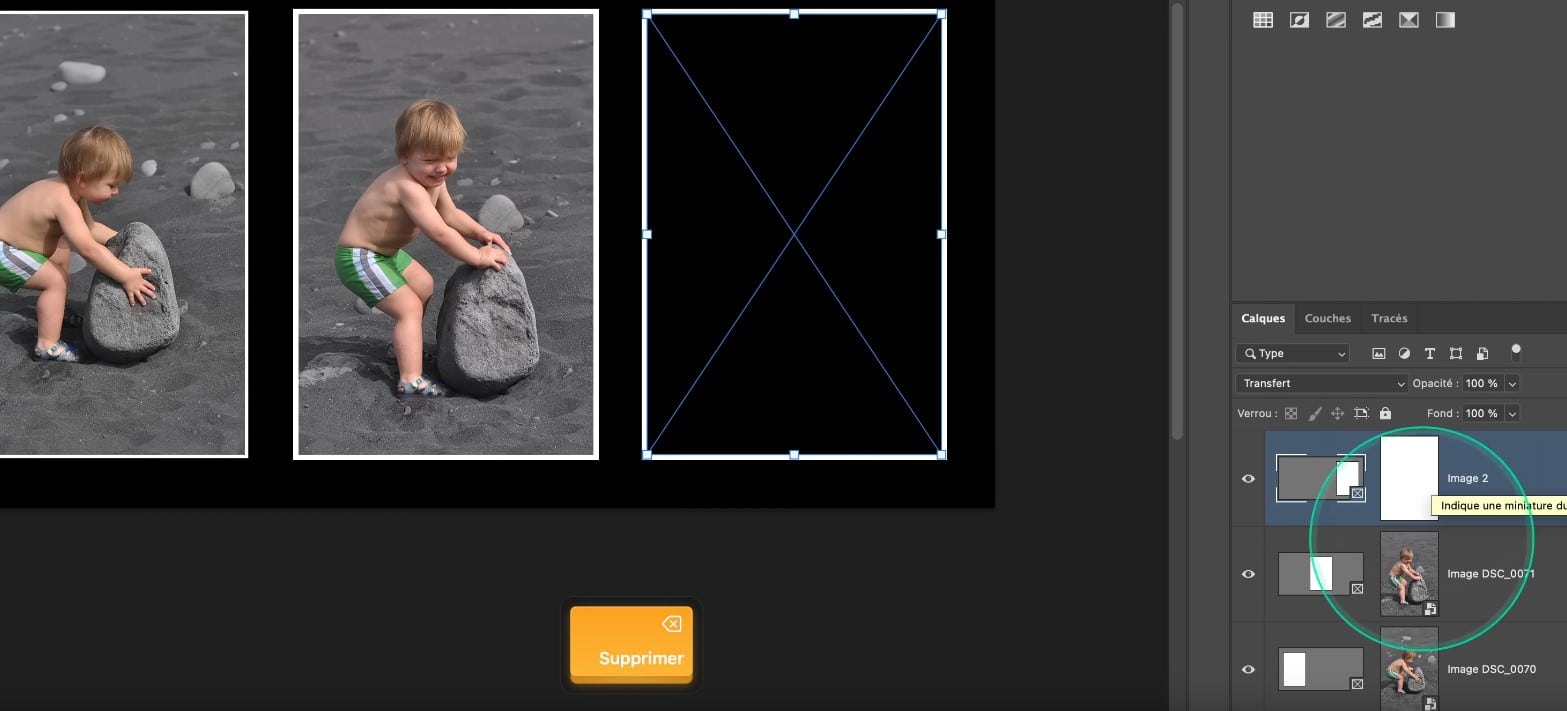 retrait des images - triptyque avec Photoshop