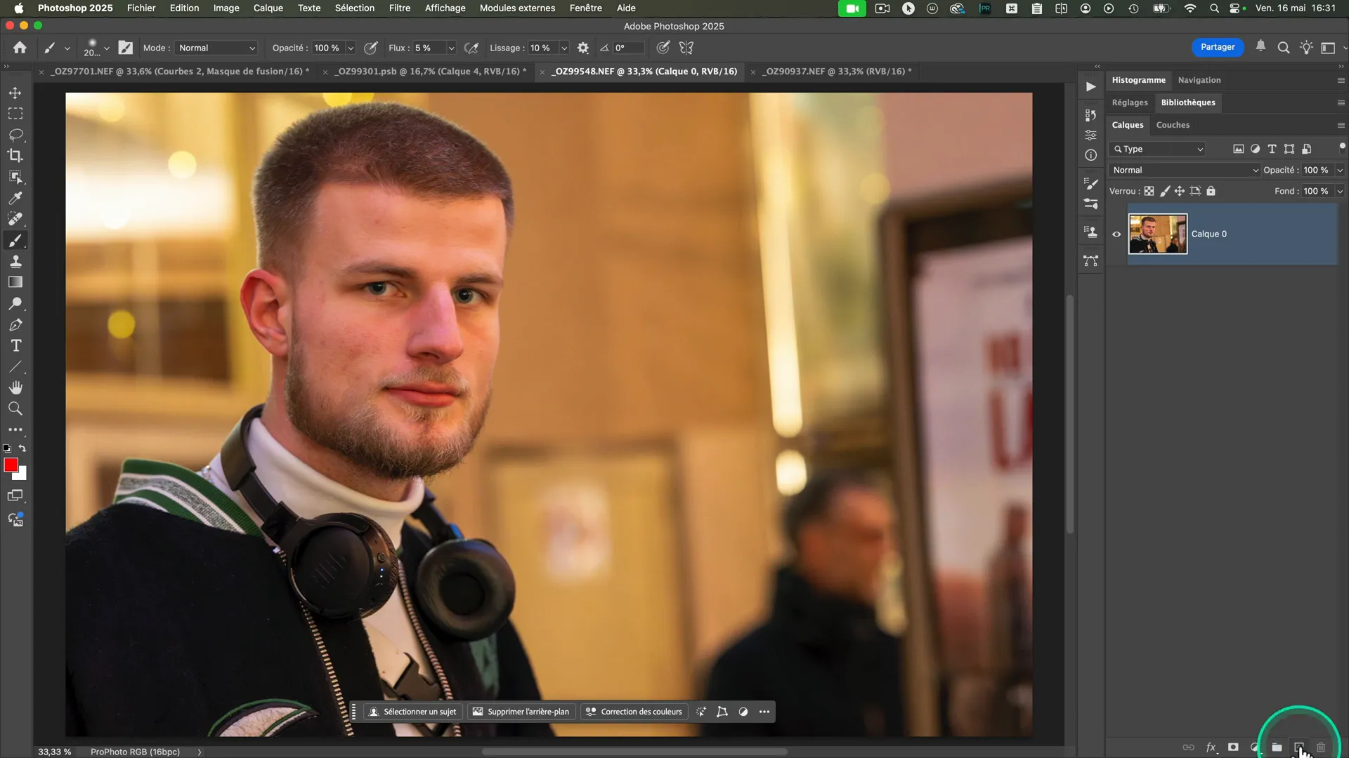 Portrait d’un homme avant application d’un check layer de teinte