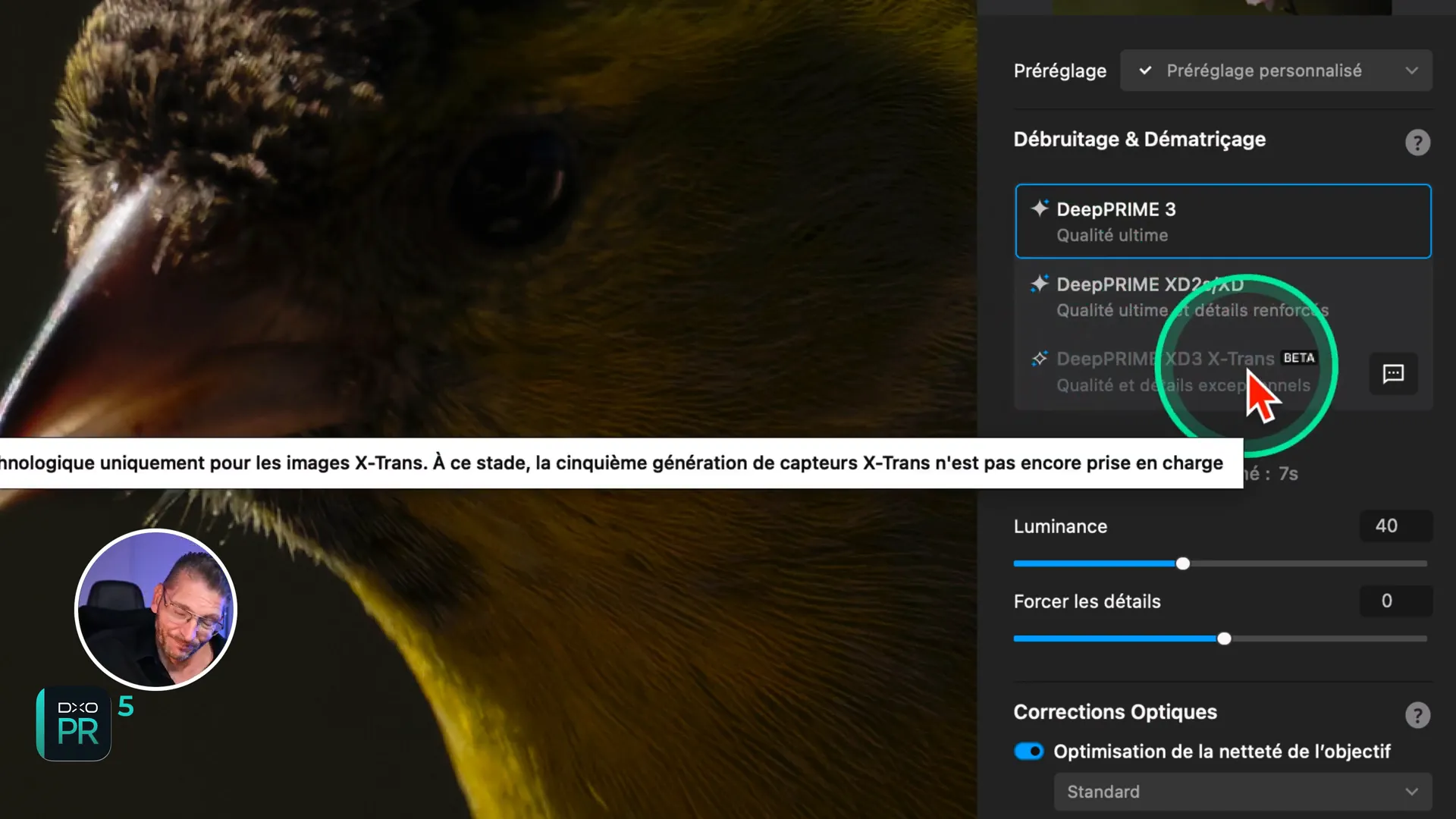 prise en charge x-trans en version beta