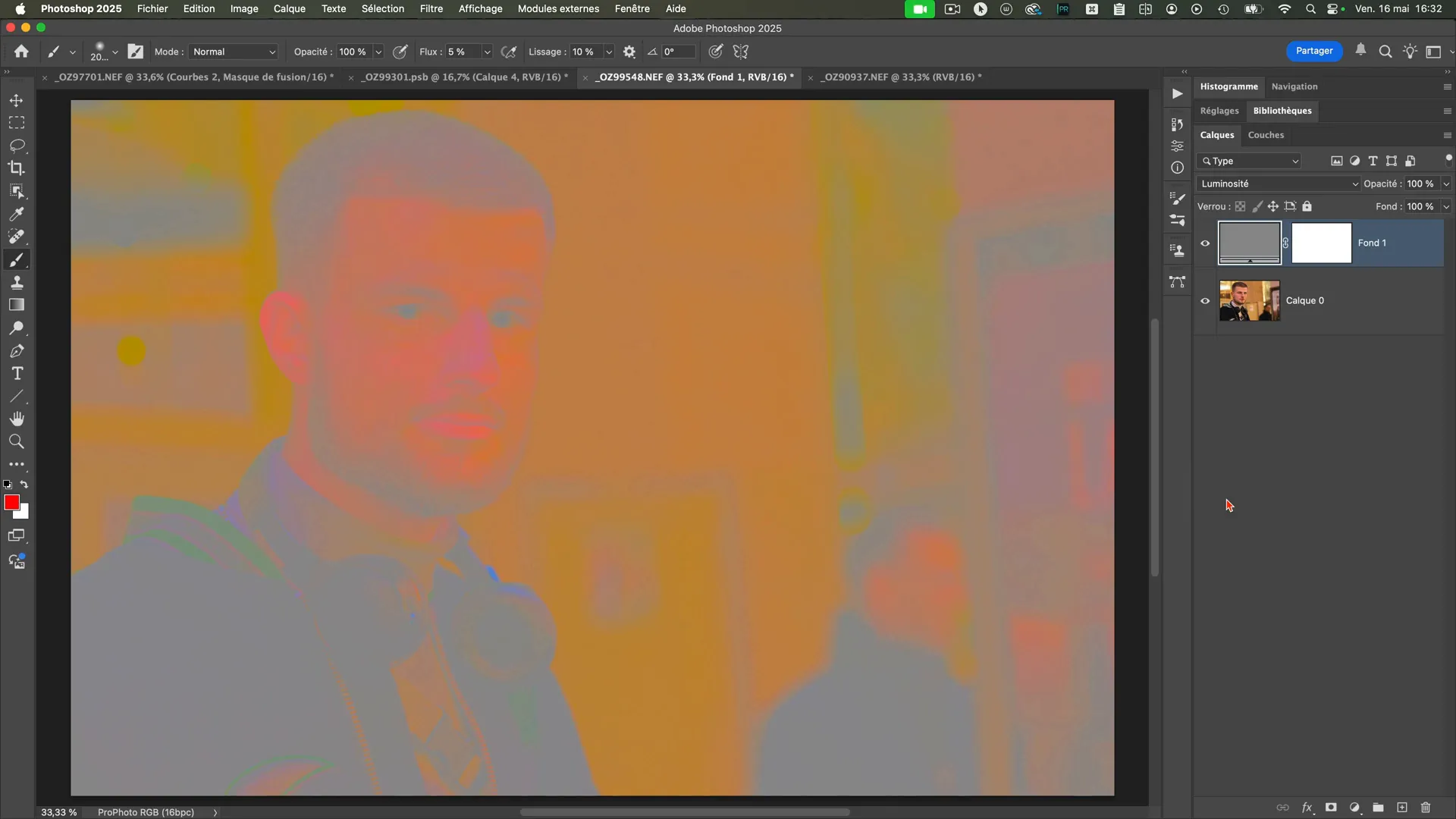 Check layer de teintes révélant les dominantes de couleur dans un portrait