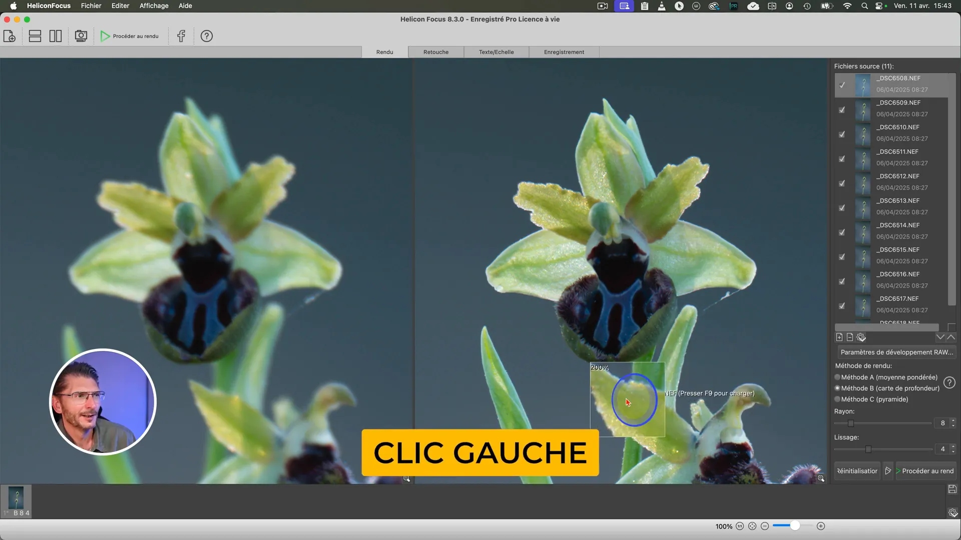 Comparaison de netteté après focus stacking