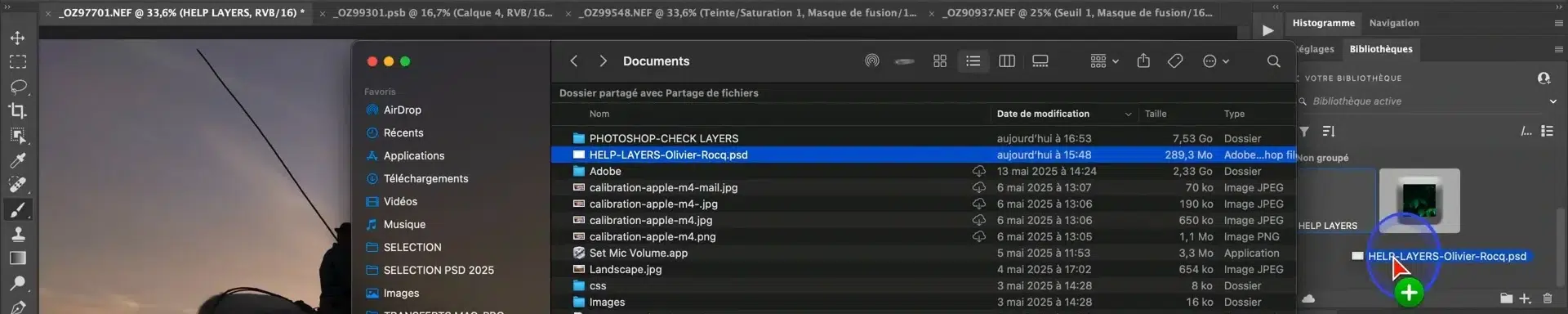 Ajout du fichier PSD de check layers dans la bibliothèque Creative Cloud