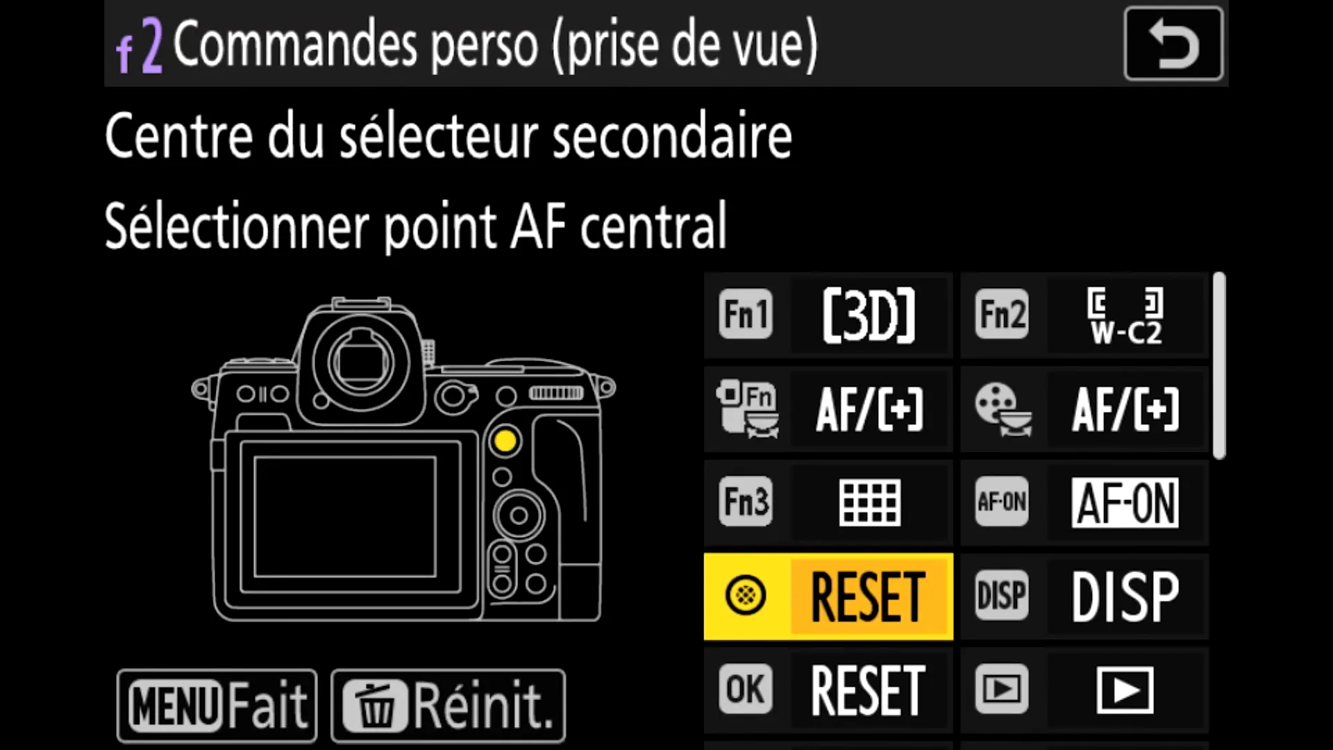 paramétrage joystick profondeur champ