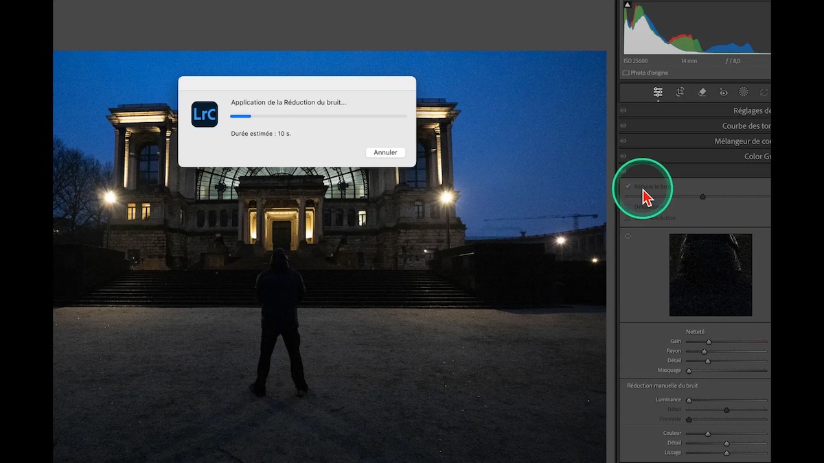 Application de la réduction du bruit IA dans Lightroom Classic
