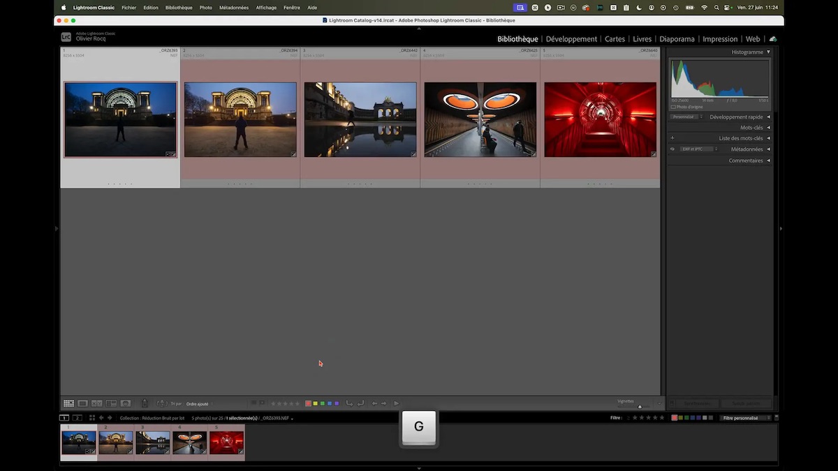Utilisation du mode Grille pour le traitement par lot dans Lightroom