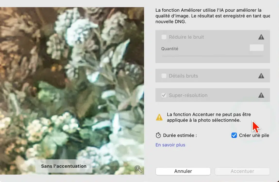 Super-résolution impossible sur le TIFF avec bruit réduit