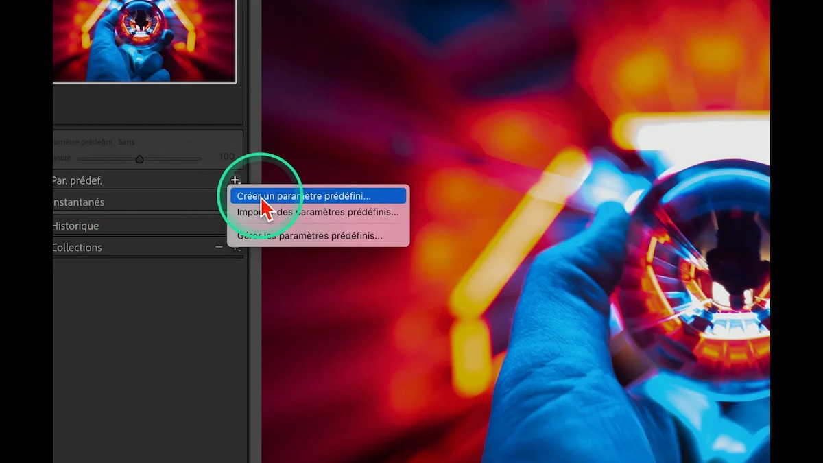 Création et application d’un paramètre prédéfini dans Lightroom