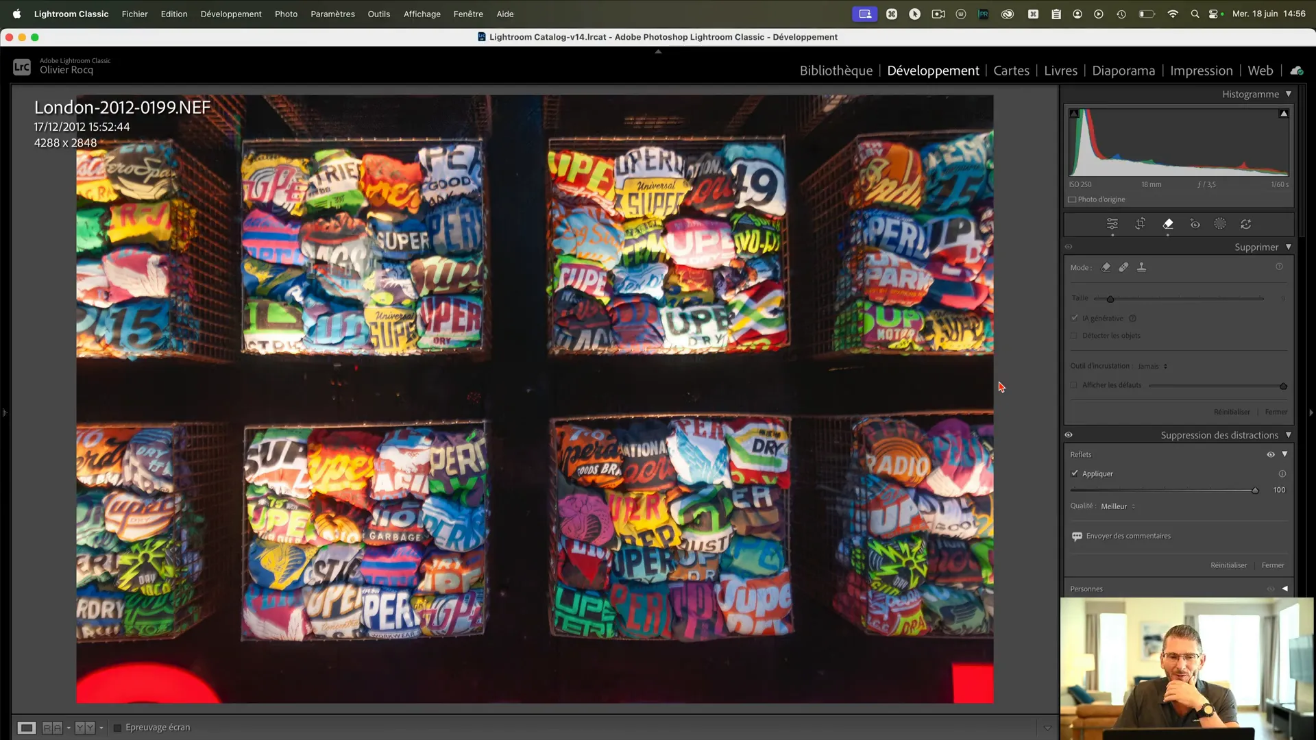 Image après suppression automatique des reflets avec Lightroom 14.4