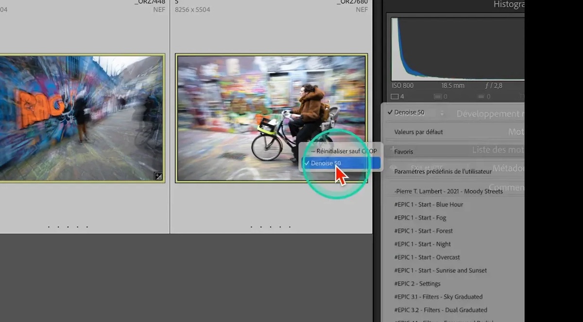 Création et application d’un paramètre prédéfini dans Lightroom
