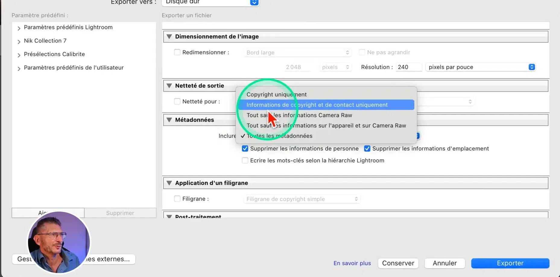 Export en TIFF sans métadonnées