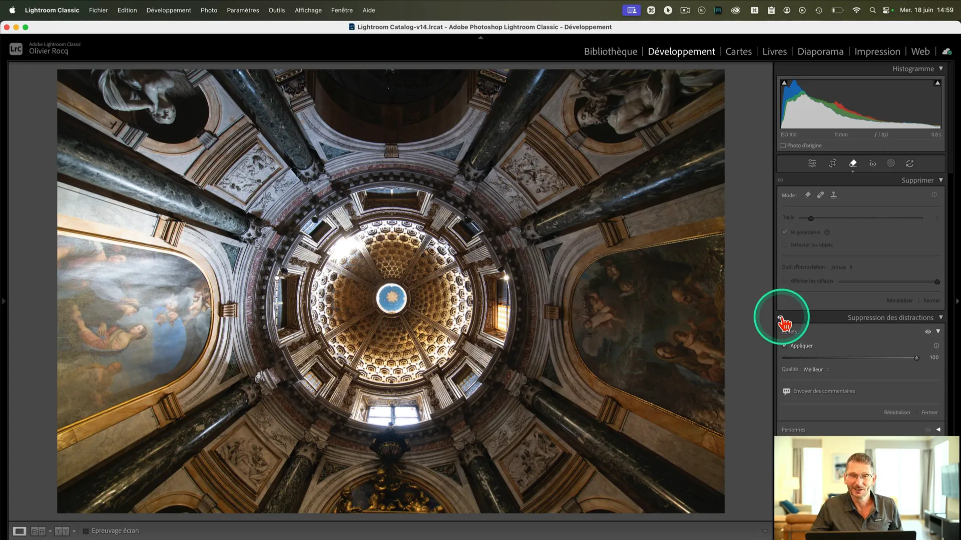 Photo après suppression du flare lumineux avec l’outil IA de Lightroom