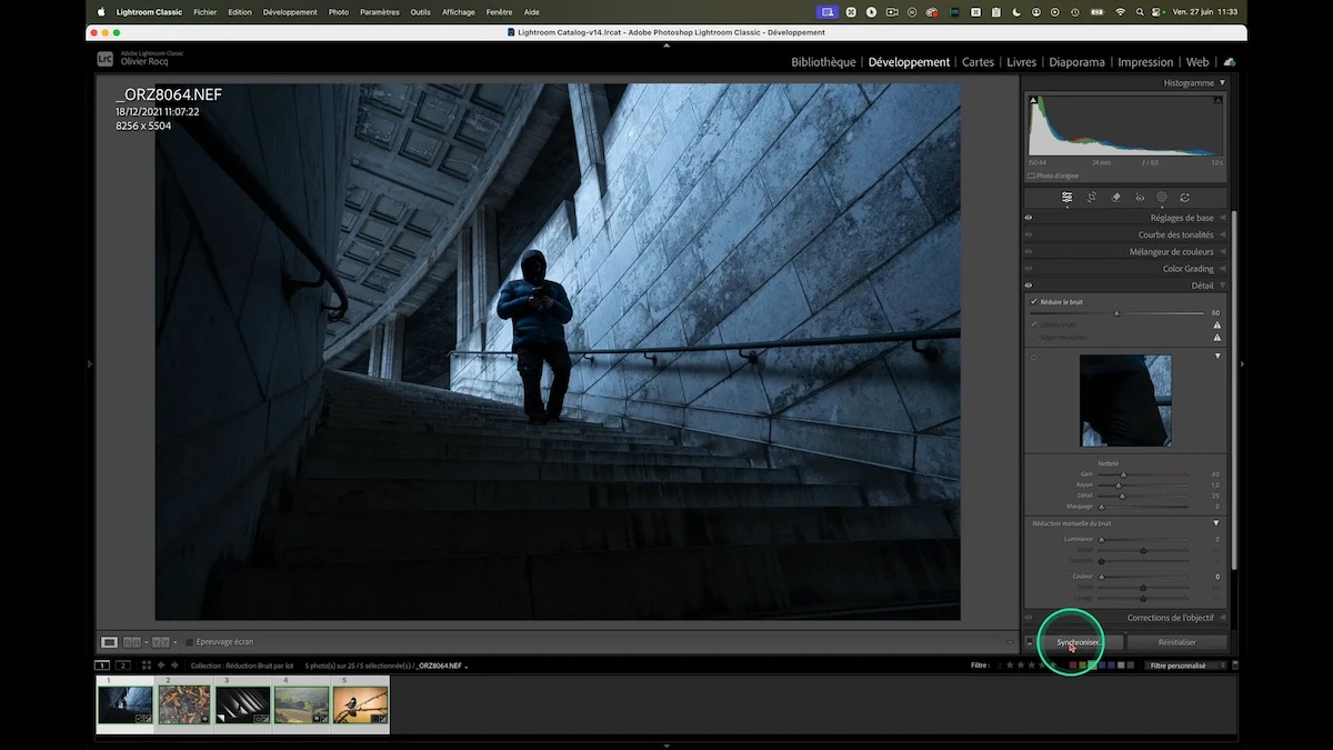 Synchronisation des paramètres de développement dans Lightroom
