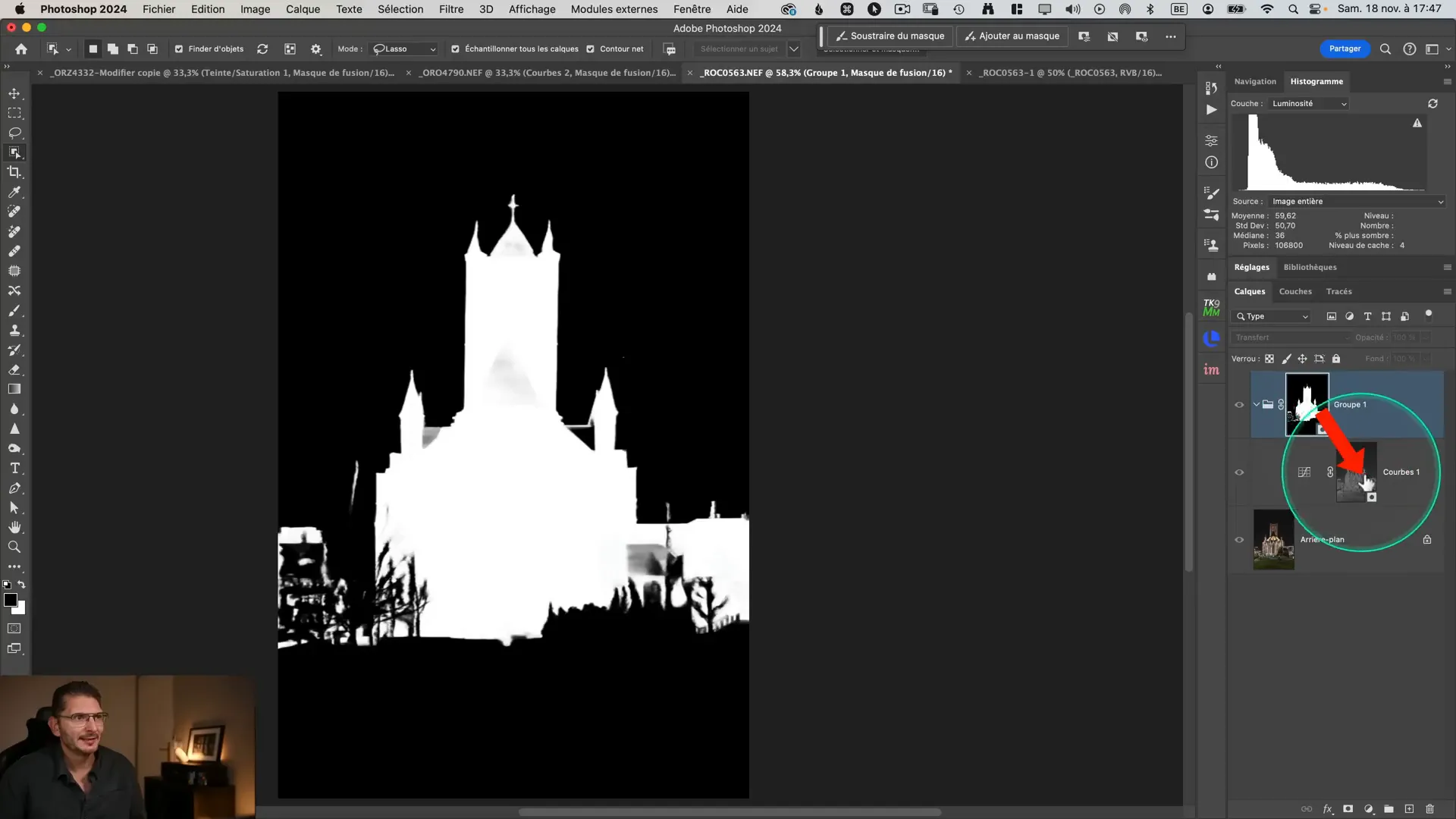 Masque Photoshop limitant l'effet à des zones spécifiques