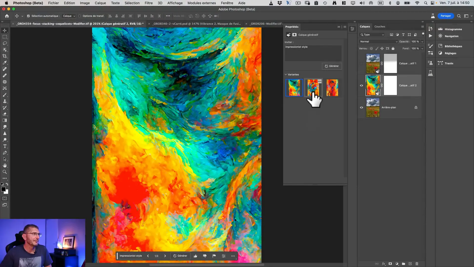 Aperçu de l’effet pictural généré automatiquement dans Photoshop avec remplissage génératif.