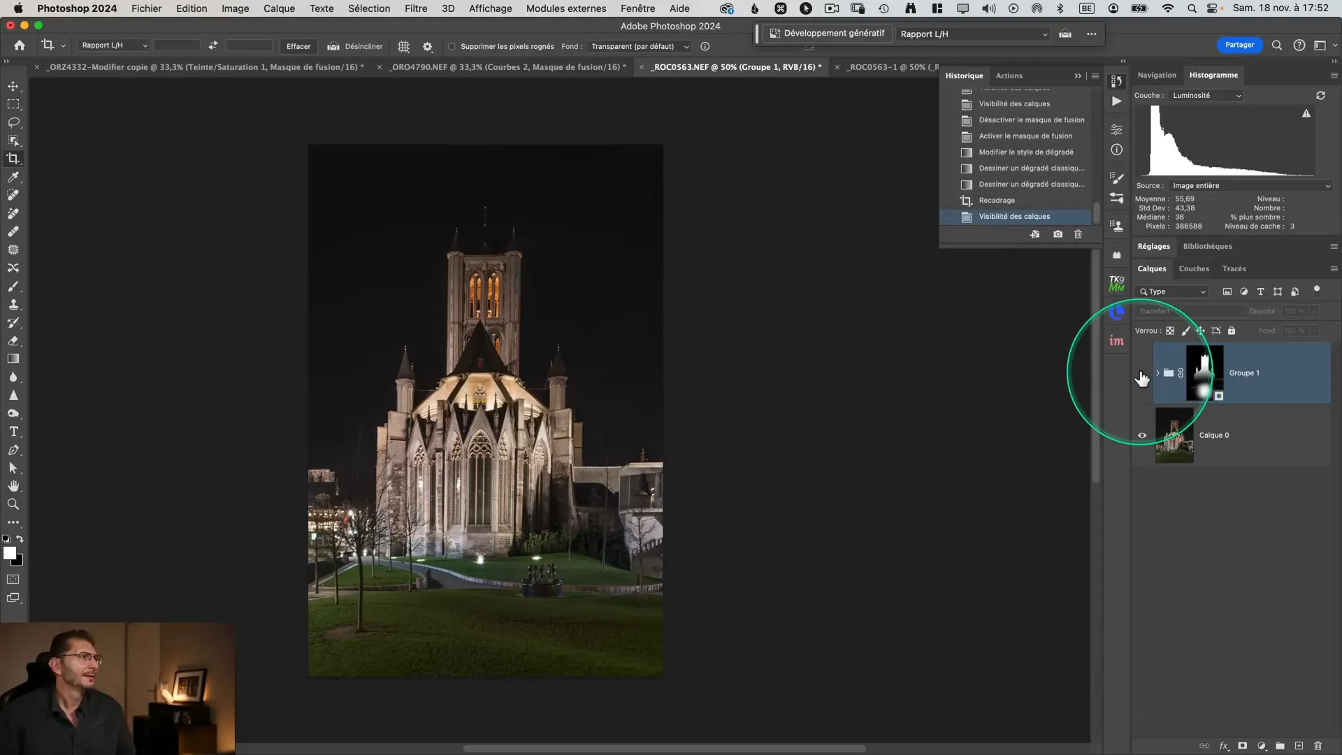 Photo d'église avant augmentation du contraste